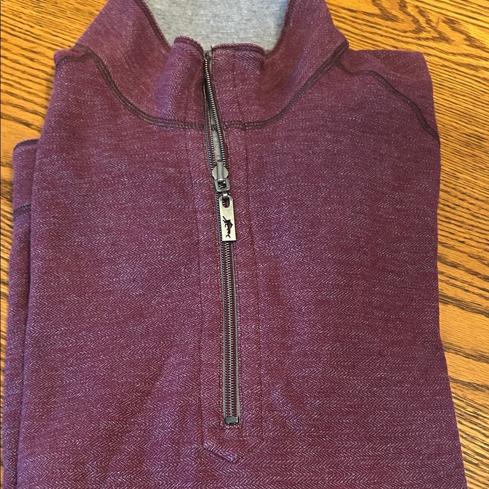 Tommy Bahama Men's Burgundy Zip-Up Sweater